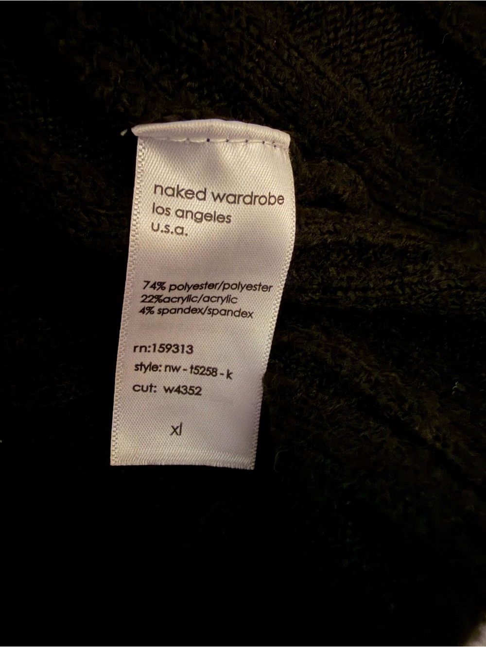 Naked Wardrobe Funnel Neck Sweater XL Black Oversized Knit NWOT - Picture 9 of 10